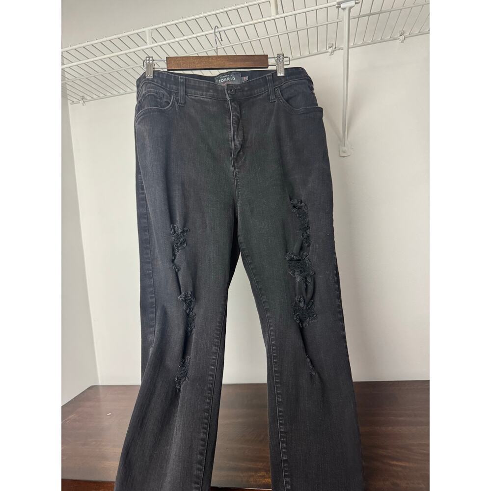 Torrid Black/Dk Grey Sky High Distressed Skinny Jeans 20R - Picture 2 of 8